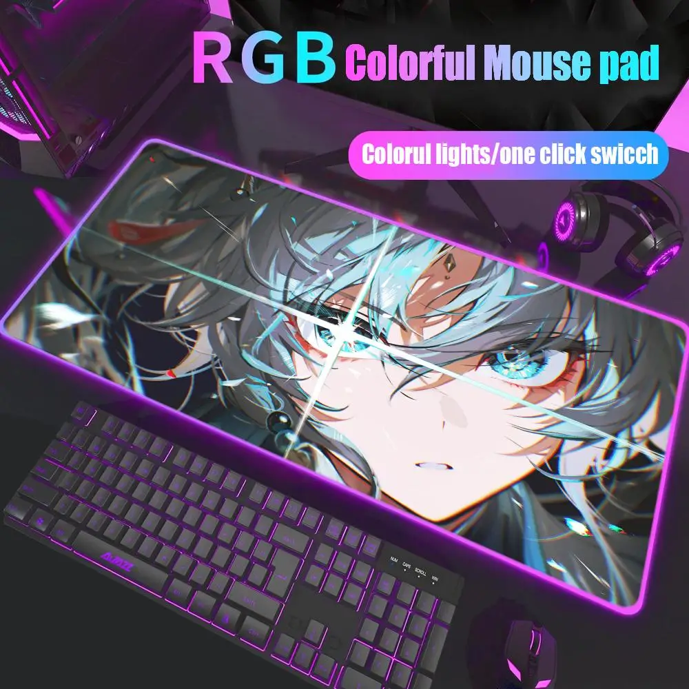 

Honkai Star Rail Firefly Коврик для мыши Rgb Настольный коврик Подсветка Светодиодный коврик для мыши Настройка игровых аксессуаров Настольный коврик Большой коврик для мыши Подсветка