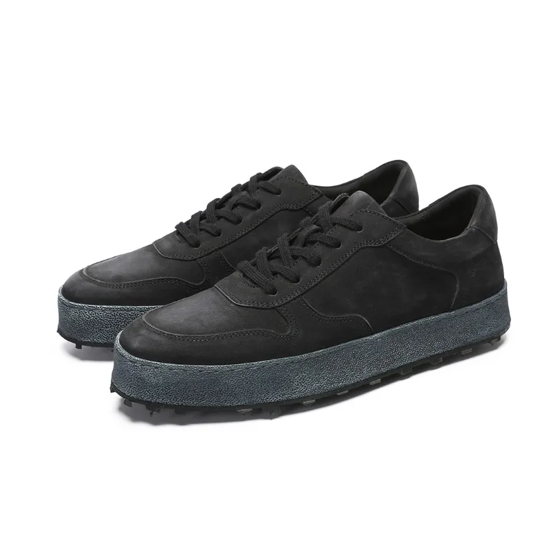 New Thick Baseplate Shoes Washed Cowhide High-end Sense Retro Casual Versatile Sports Outdoor High Men's Sports Sneakers