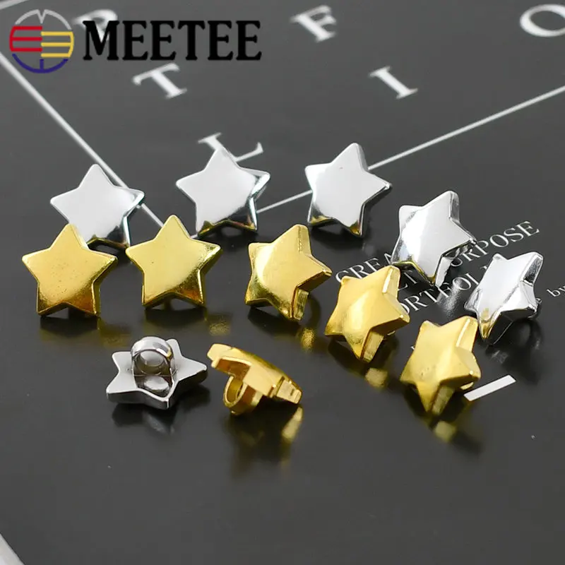 50/100Pcs 15mm High Quality PUV Stars Plastic Buttons Gold/silver Pentacle Button Shirt Clothes Jeans Decorative DIY Accessories