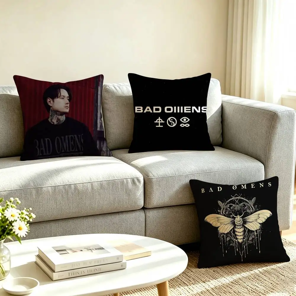 B-Bad Omens Metalcore Band Pillow Case Square Double-Sided Sofa Cushion Cover Bedroom Bedside Pillow
