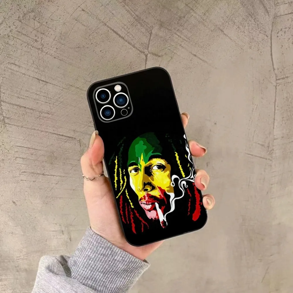 Bob Marley Rasta Lion Phone Case For iPhone 16,15,14,13,12,11,Plus,Pro Max,XS,X,XR,SE,Mini,8,7 Soft Silicone Black Cover