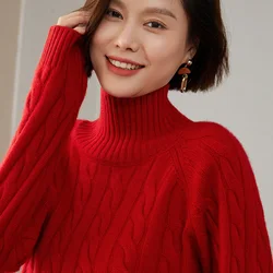 Women's Cashmere Sweaters, 100% Pure Cashmere, High Collar Knit Jumper, Loose Pullovers, Hot Sales, Thicker,2023, SZN01