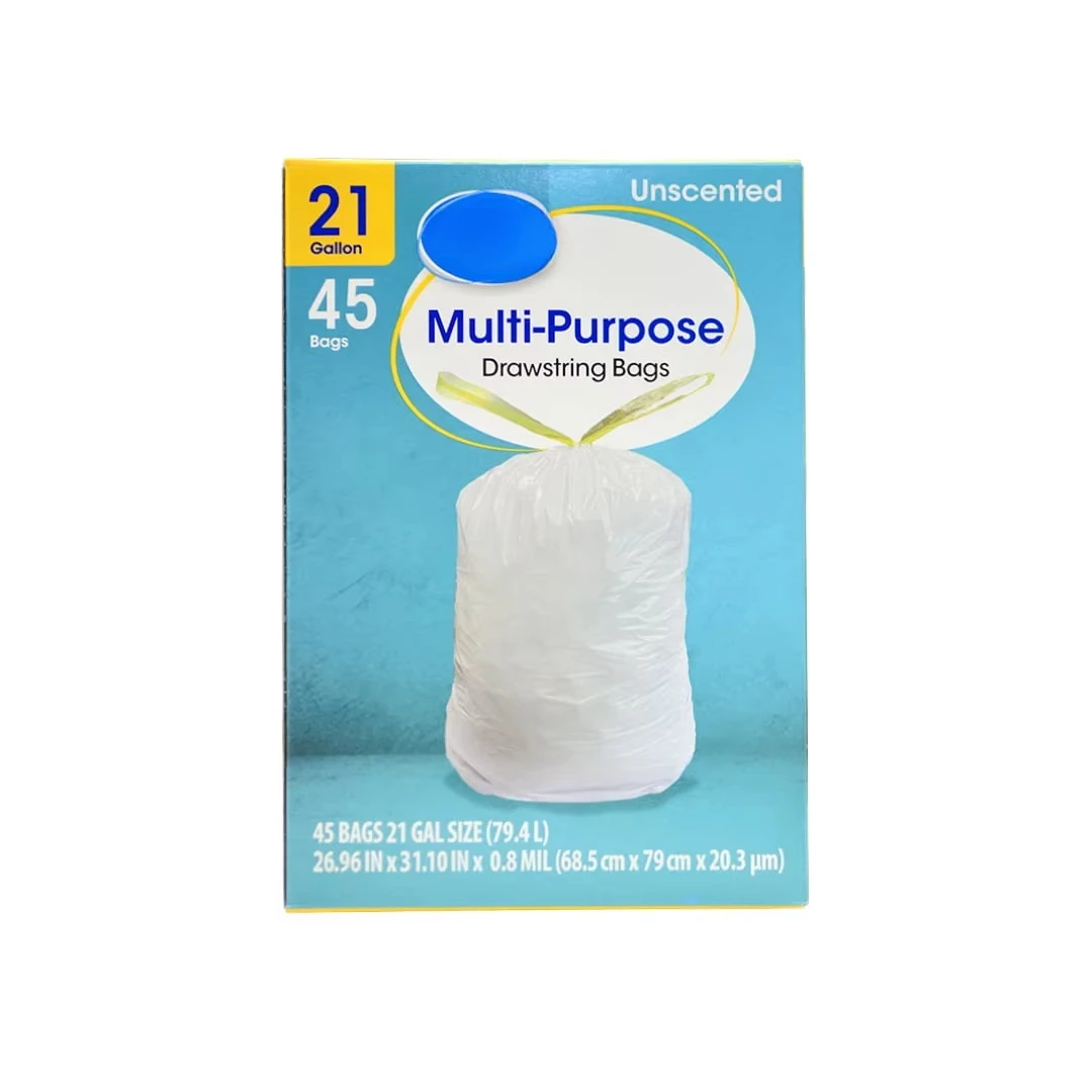 (عبوتان) أكياس قمامة برباط متعددة الأغراض سعة 21 جالونًا، غير معطرة، كيس قمامة مكون من 45 قطعة، أكياس قمامة صغيرة