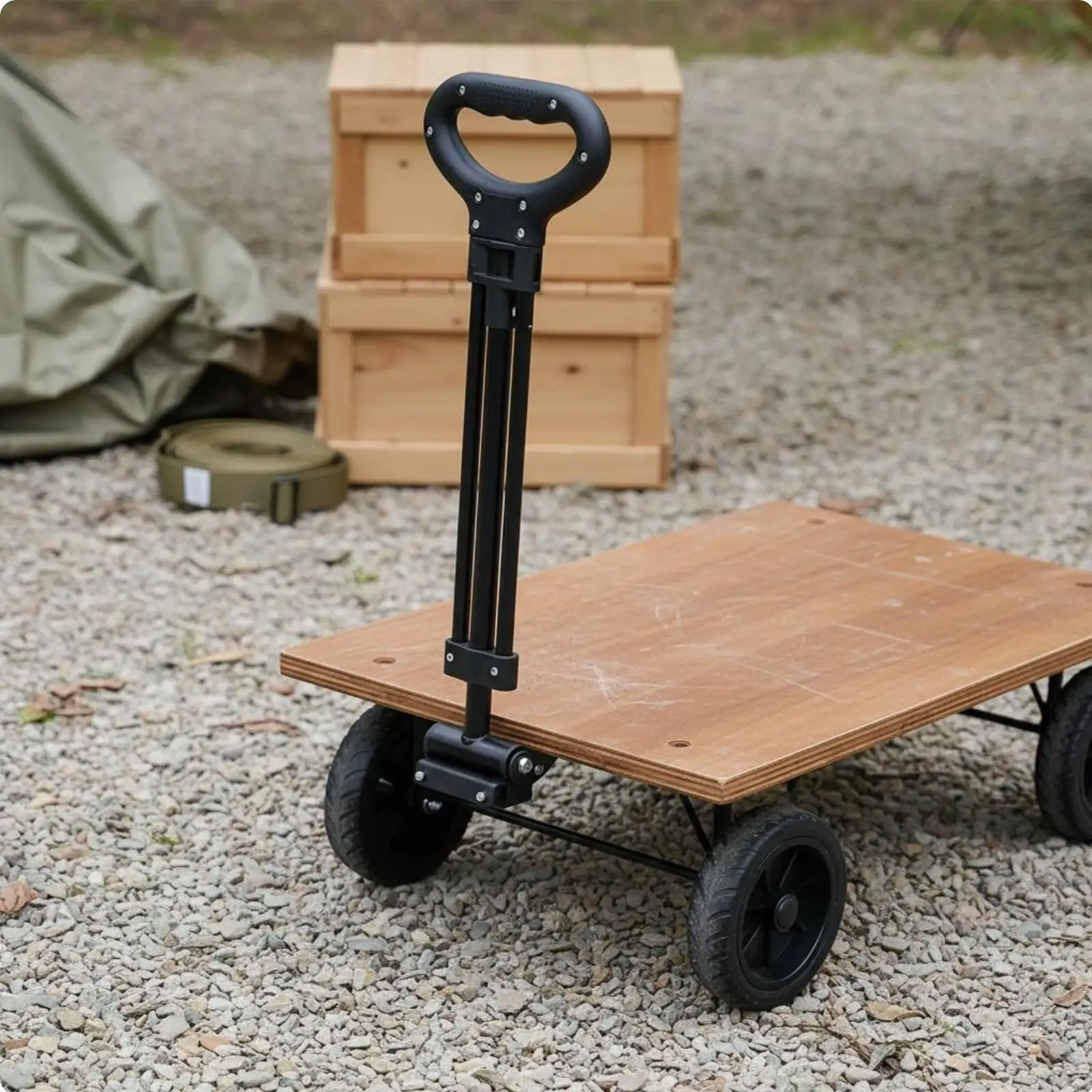 Telescopic Folding Cart Handle Durable Carbon Steel Replacement Accessory Adjustable for Garden Wagon