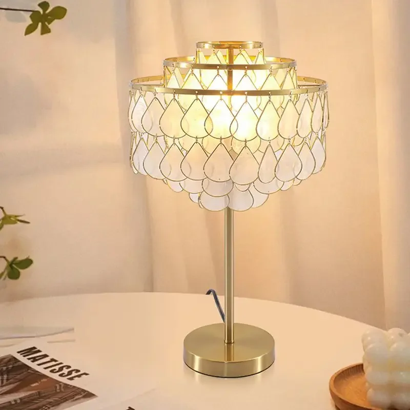 

French style romantic Natural Shell Table Lamp Vintage Designer Art Light for Living Room Bedroom Study