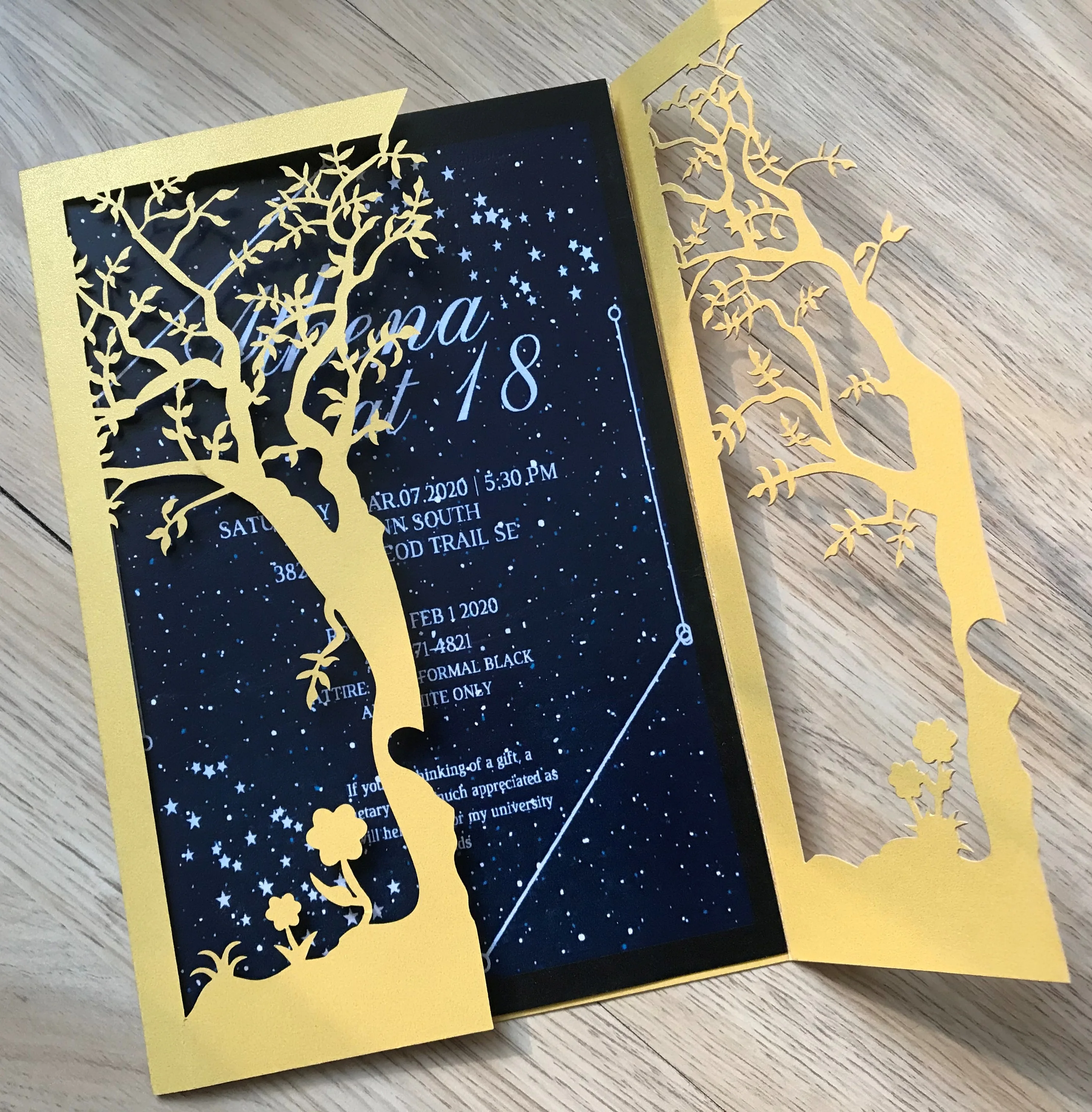 

10pcs Pearl Brown Tree Design Laser Cut Wedding Invitation,Laser Cut Invitations Cover,Birthday Invitation,Anniversary Cover