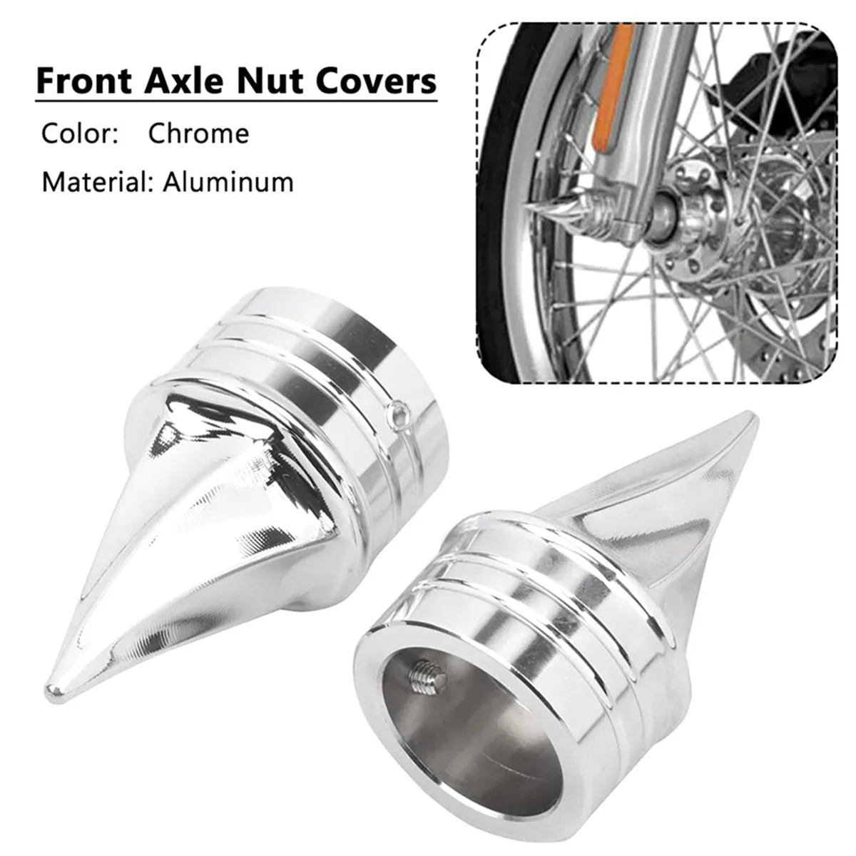 أغطية صامولة بغطاء المحور الأمامي T48C_Chrome لسيارة Harley Electra Street Glide Dyna Low Rider #3