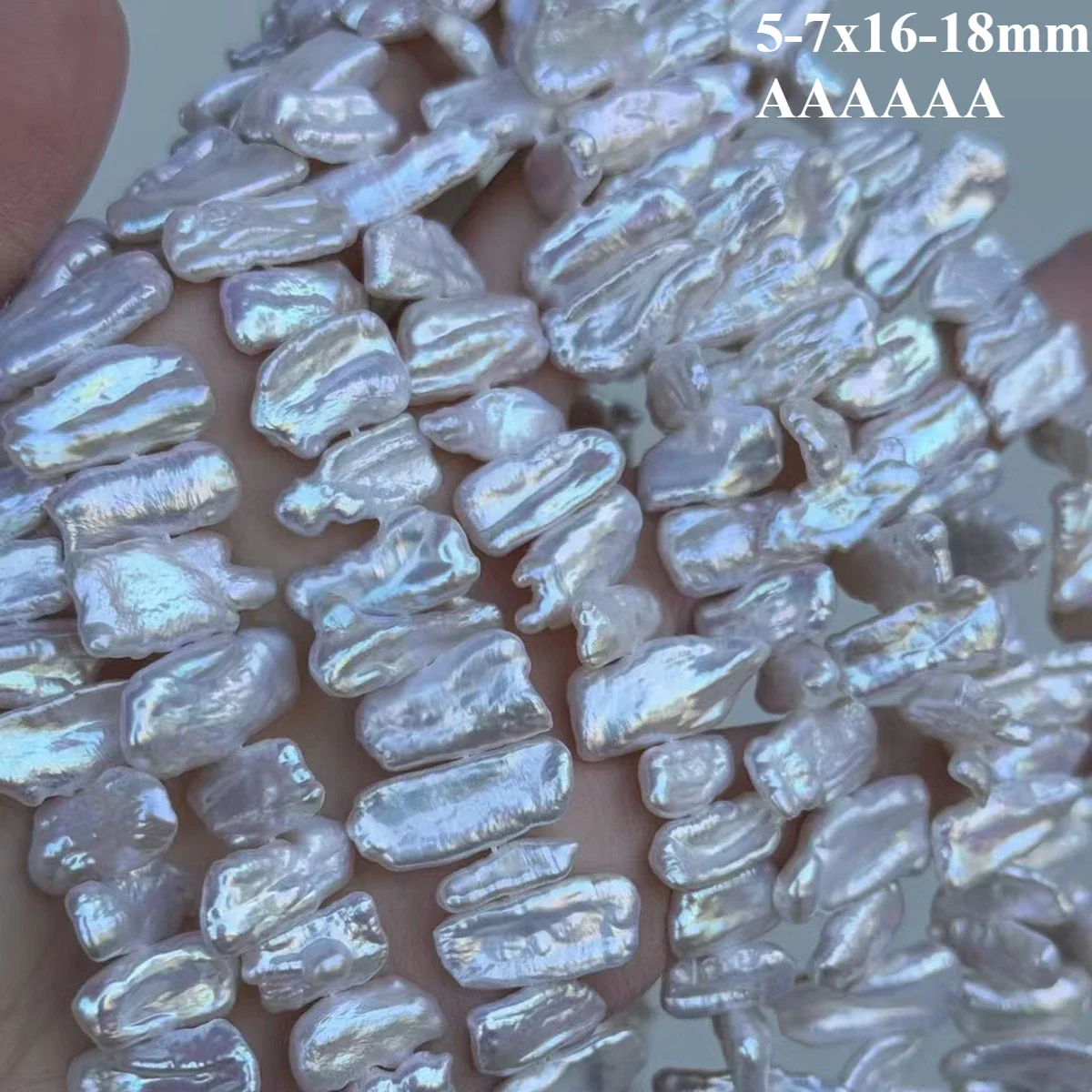 

5-7x16-18mm6A Rare Natural Freshwater White Pearl Irregular Baroque Isolated Bead Jewelry Make DIY Necklace Bracelet Accessories