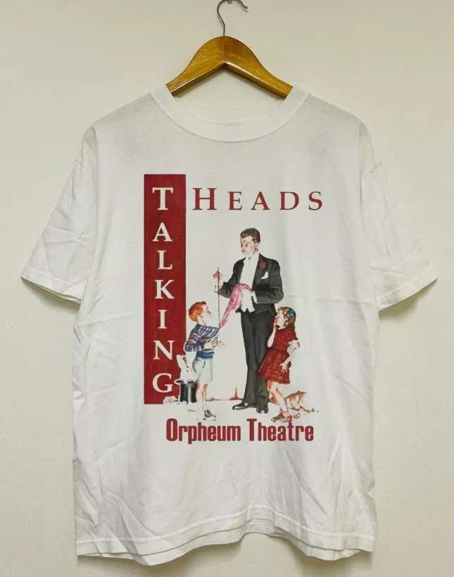 Белая футболка унисекс Talking Heads Orpheum Theater Tour 1980 года QT3151 Белая футболка унисекс Talking Heads Orpheum Theater Tour 1980 года QT3151