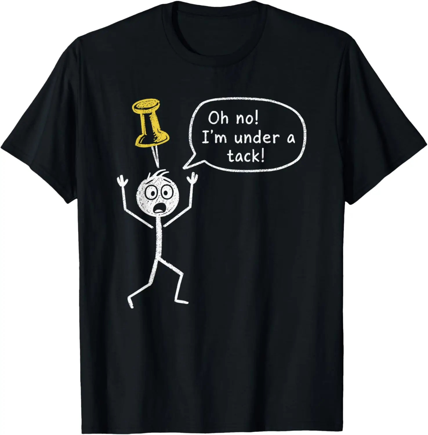 Funny Wordplay Office Humor Sarcastic Stickman Under A Tack T-Shirt 100% Cotton Trendy Y2K Short-Sleeve Tee-Soft, Quick-Drying,