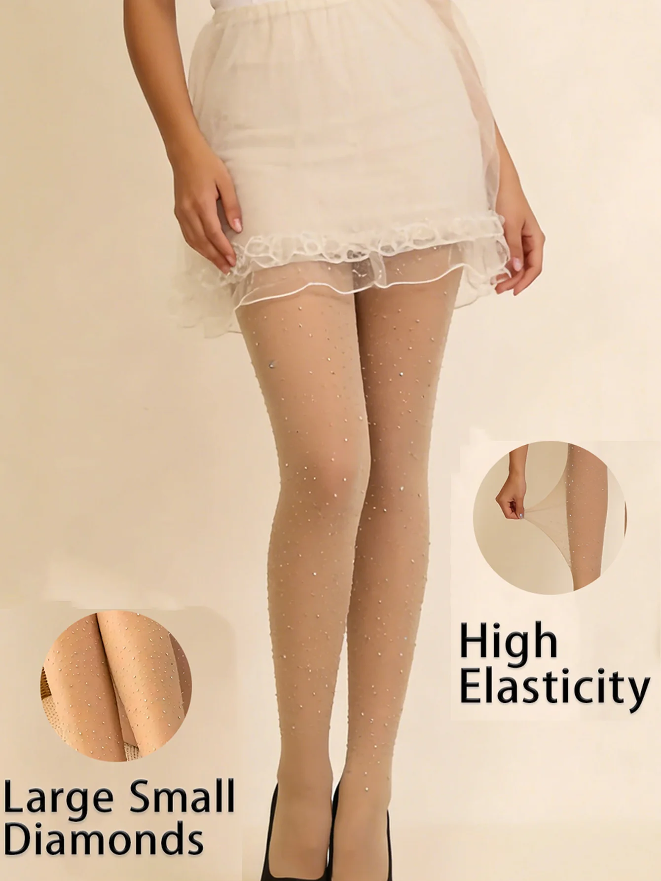 1 Stück glänzende Strass-Strumpfhose, schlankmachende Strumpfhose mit Kontrollbund, Damenstrümpfe und Strumpfwaren