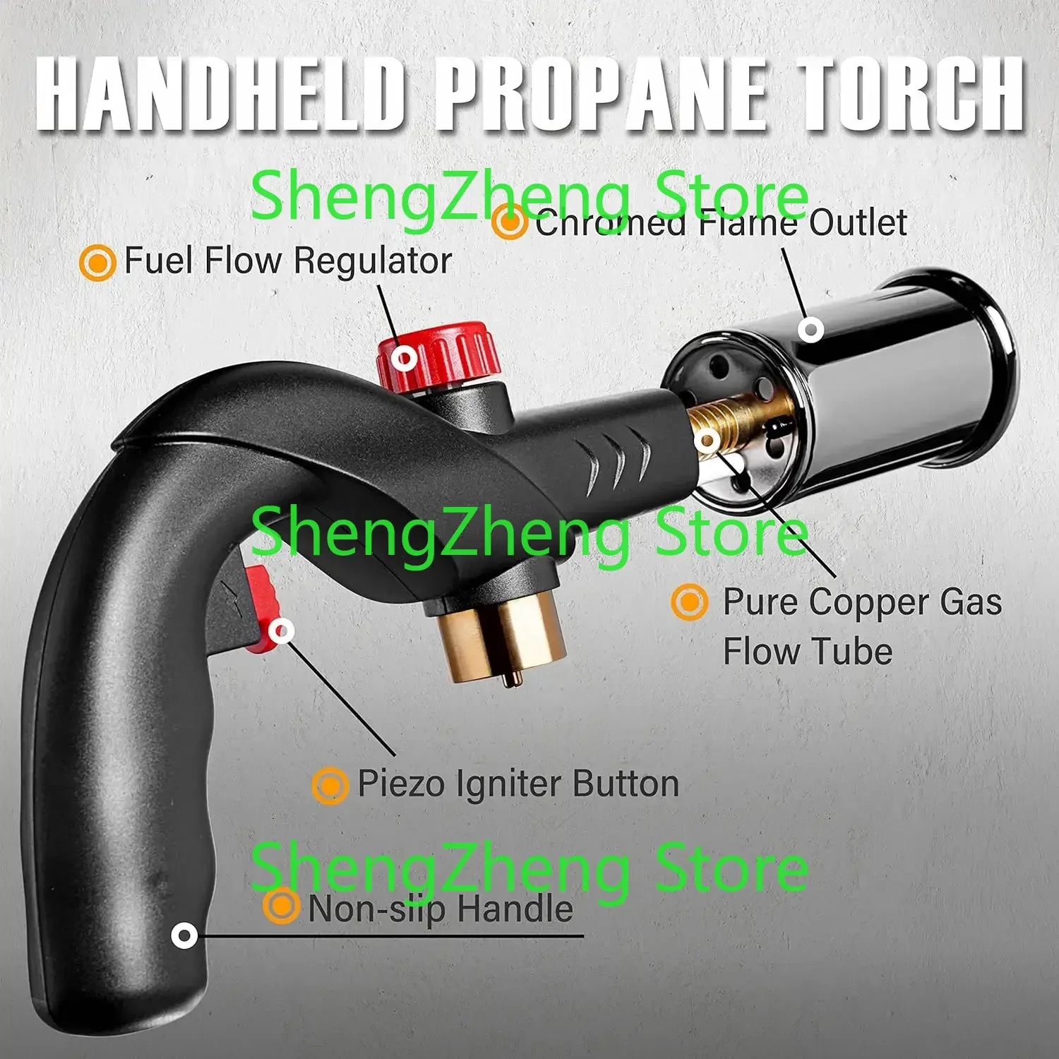 POWERFUL Propane Cooking Torch, , Steak, BBQ Grill Gun Kitchen Blow Torch, Handheld Culinary Torch （(Tank Not Included)