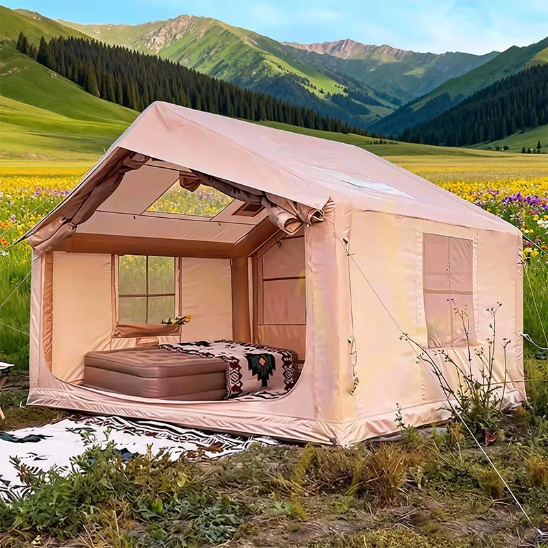 8㎡ Inflatable Camping Tent Portable Ridge Tent Sunshade Rainproof Outdoor Tent for Hiking