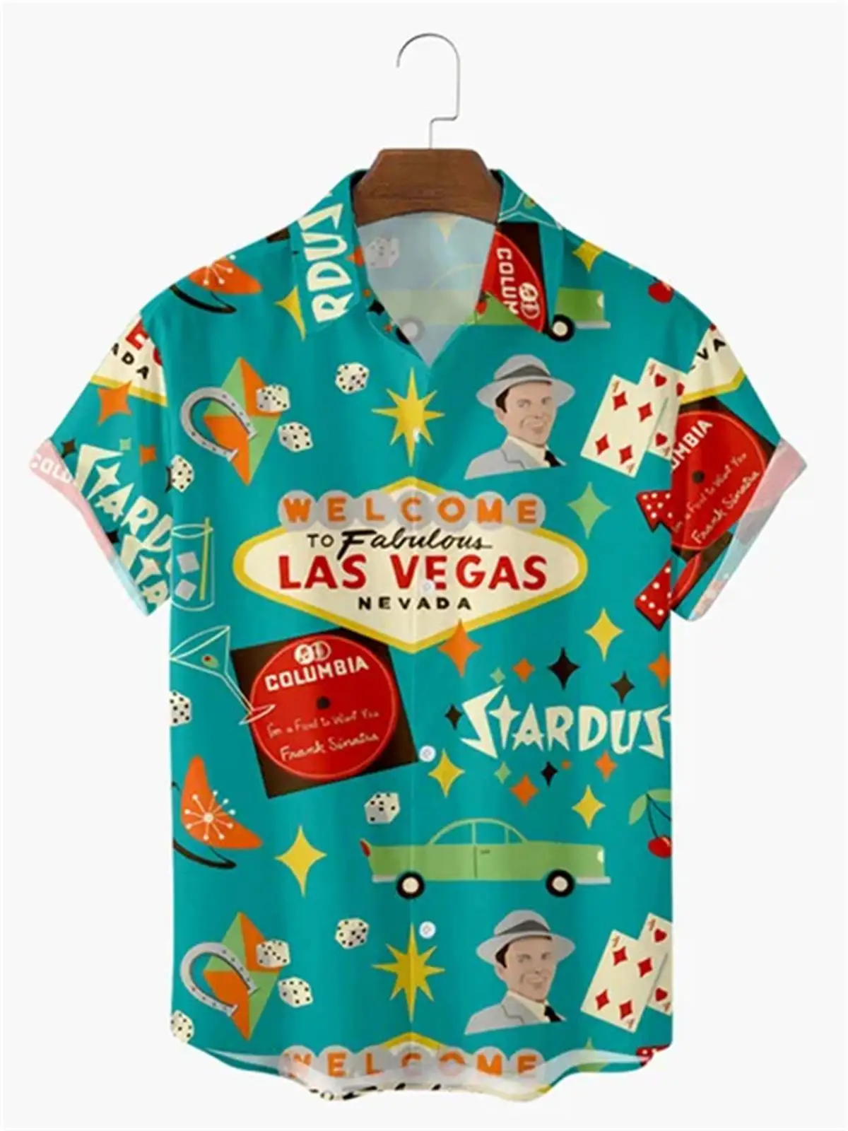 Men's Hawaiian T-Shirt, 3d Floral Shirt, Vintage Short Sleeve Single Row Button , Large, Beach Top