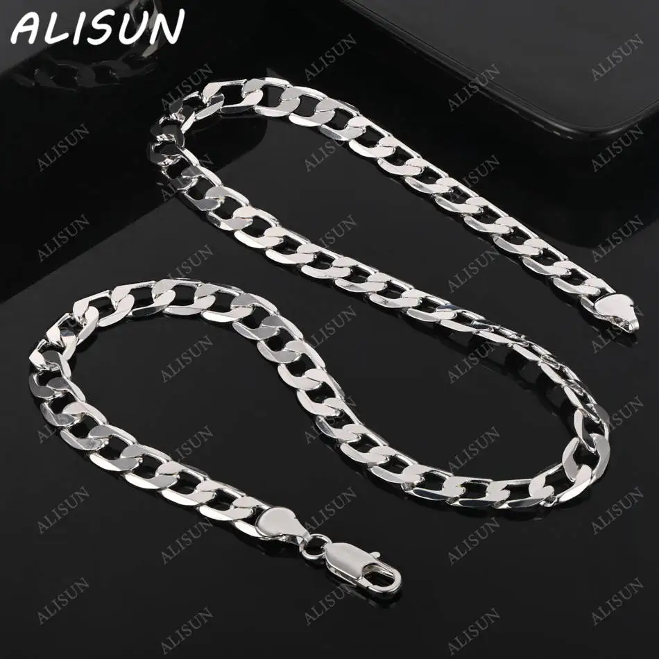 

ALISUN 925 Sterling Silver 40-75cm 8mm Chain Necklace For Women Men Anniversary Gift Popular Wild Fashion Romantic Jewelry
