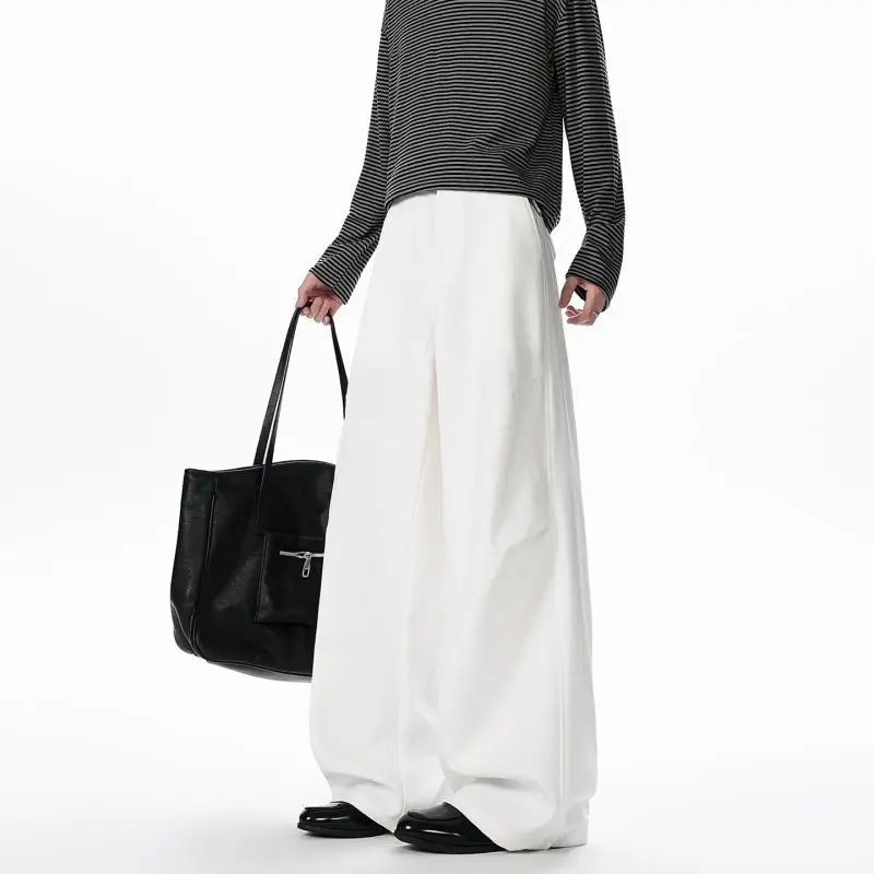 Men's Wide Leg Suit Pants Loose Flowy Drape Formal Trousers Casual Streetwear  Minimalist Oversized Long Formal Suit Pants Male