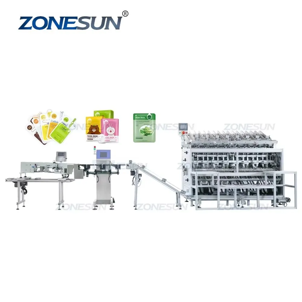 ZONESUN High Speed Full Automatic Cosmetic Facial Mask Liquid Filling Sealing Packaging Machine 8 Heads Efficient