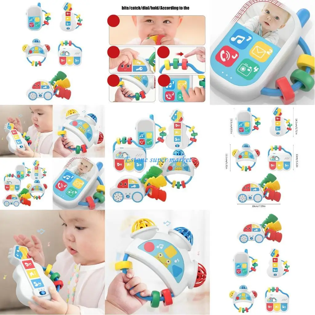 090B Babyrammelaar Speelgoed Muziekinstrument Muziektelefoon Zintuiglijk speelgoed Pasgeborenen Cadeau Muzikale shaker Telefoon