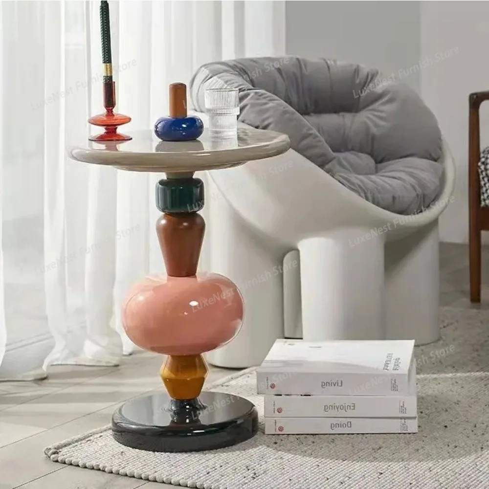 

for Danish Designer Style Lollipop Inspired Creative Side Table Round Colorful Coffee Table Nordic Minimalist End Table for