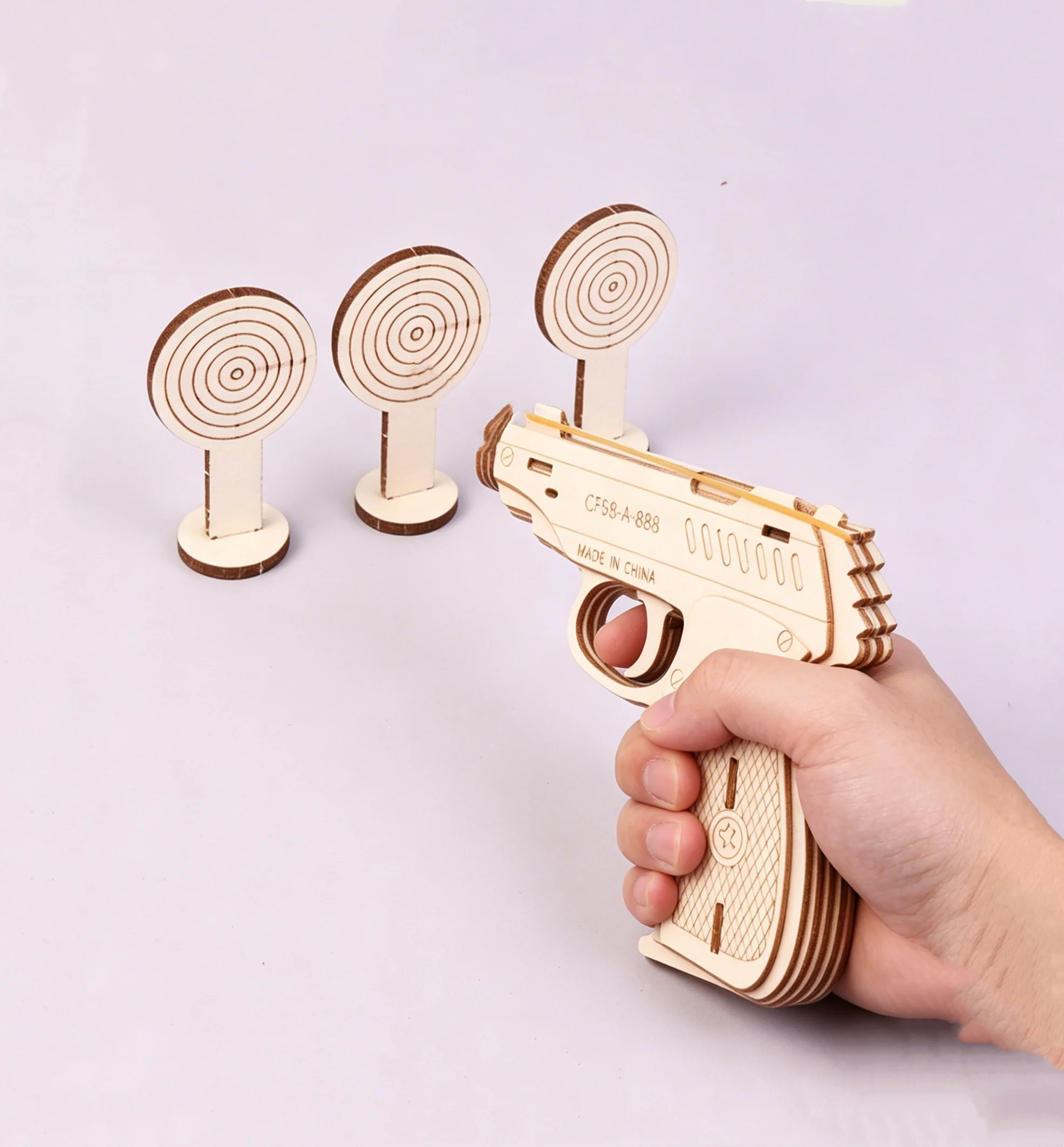 Fun STEM DIY Wooden Rubber Band Gun Model Outdoor Puzzle Toy Kit Handmade Craft Physics Science Exp تجارب فيزياء Gift for Adults