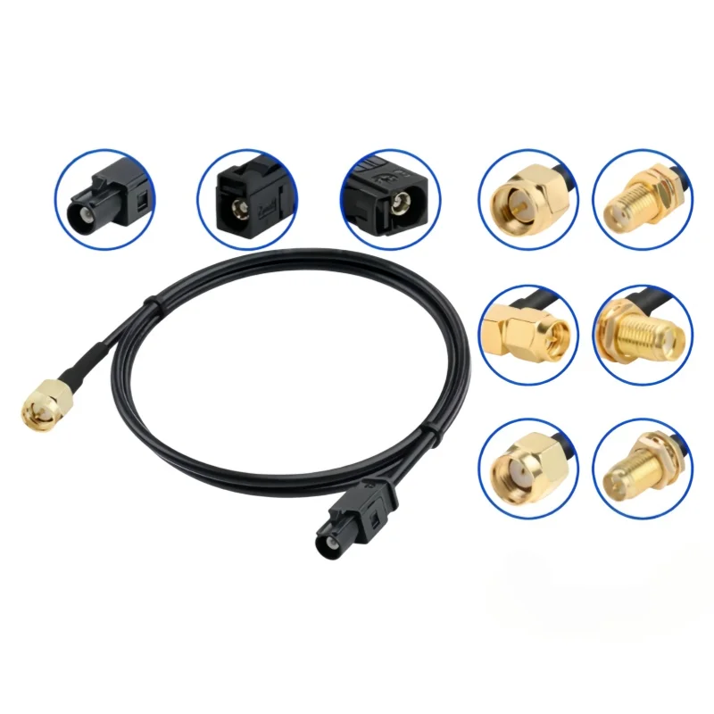 Black FAKRA-A Type Male Female to SMA Male Reversing Camera Video Cable SYWV50-2/RTK031 Coaxial Cable