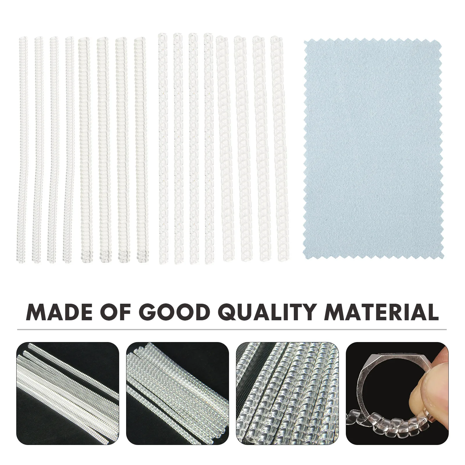 

16 pcs Ring Size Adjuster Spring Jewelry Guard Sizer Resizer Tightener For Loose Wide Band Men Women Ring Reducer Plastic Fixed