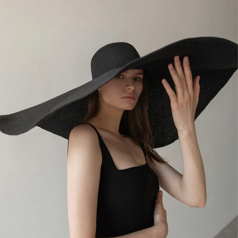 

70cm Oversized Foldable Straw Hat Women Hat Super Big Wide Brim Sun Protection Summer Beach Hats Travel Vocation Ladies Cap