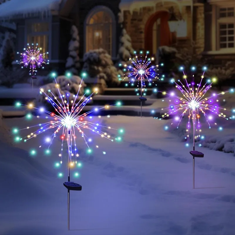 Solar Firework LED Stake Lights Outdoor Garden Decor Pathway Fairy Light Waterproof Yard Lawn Patio Landscape Decor Solar Lamp
