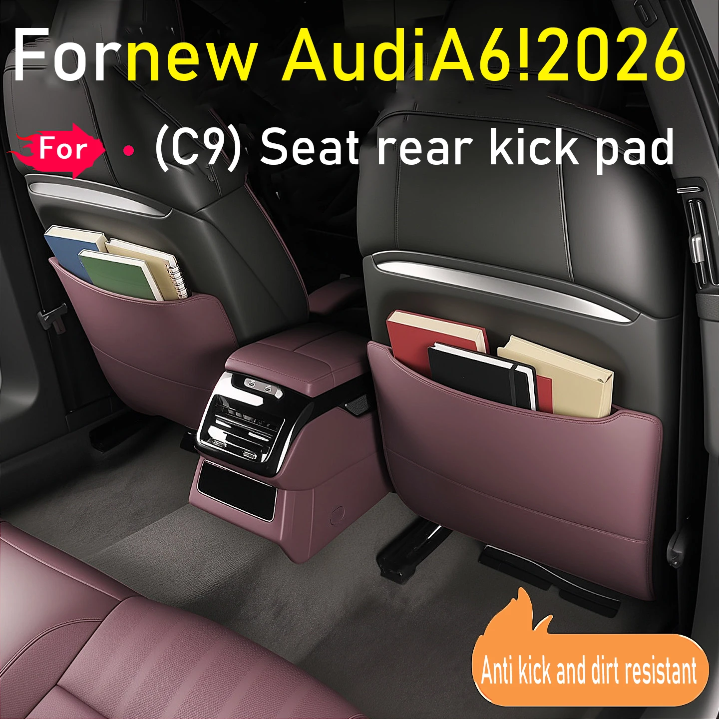For Audi A6 C9 2025 2026 Custom Fit Leather Rear Seat Back Anti Kick Protector Pad Cover Interior Trim Car Accessories 2PCS