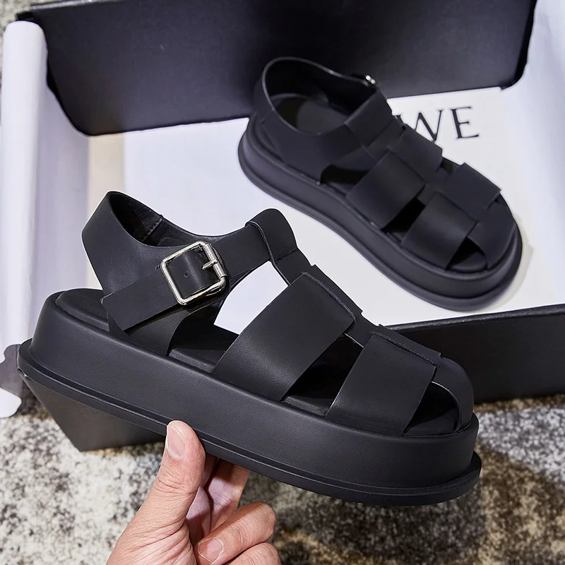 Women Summer Sandals  2024 New Women Roman Sandals Closed toe Leisure Thick Soled Fashion Woven Women Shoes Sandals