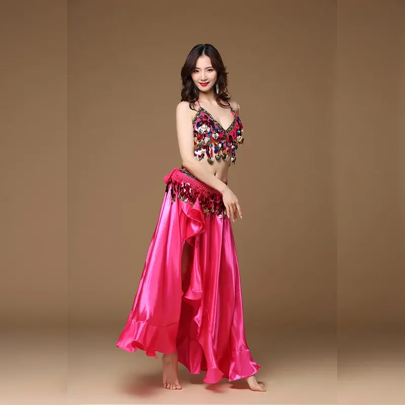 Adult Lady women Belly Dance Costume Oriental bellydance skirt Stage Performance 3pcs set Bra Belt Skirt Bellydancing Wear