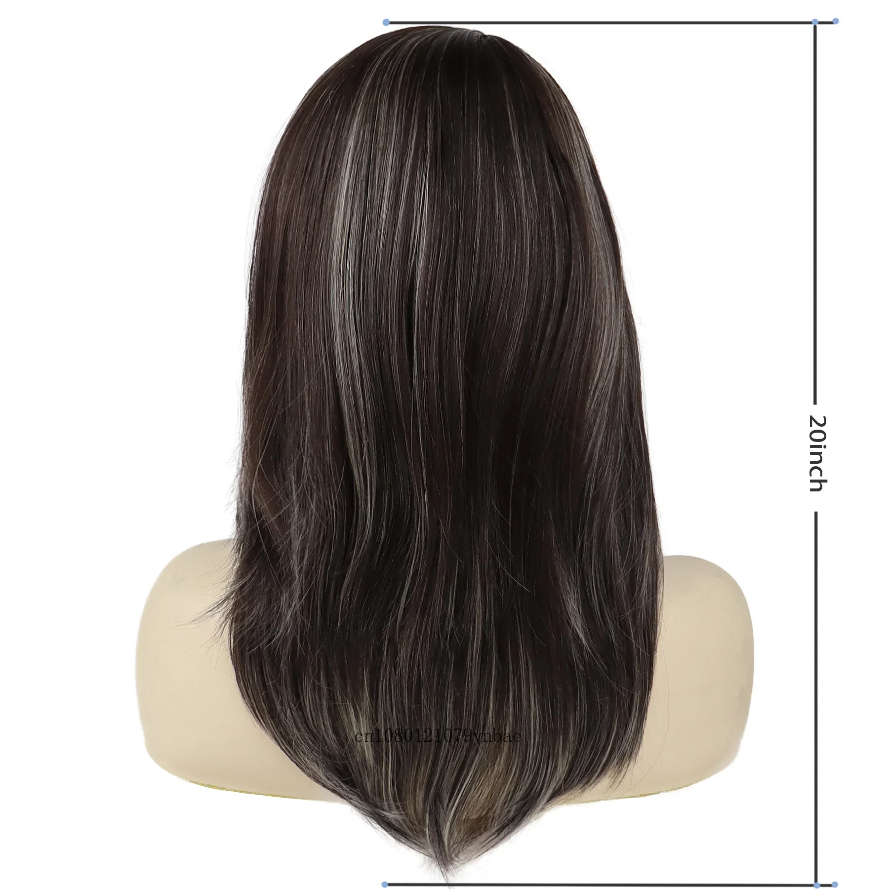 Perruque synthétique lisse de longueur moyenne avec frange pour femme, mélange de cheveux bruns, perruques Bob pour femme, fibre de degré de chaleur, costume 03/Party