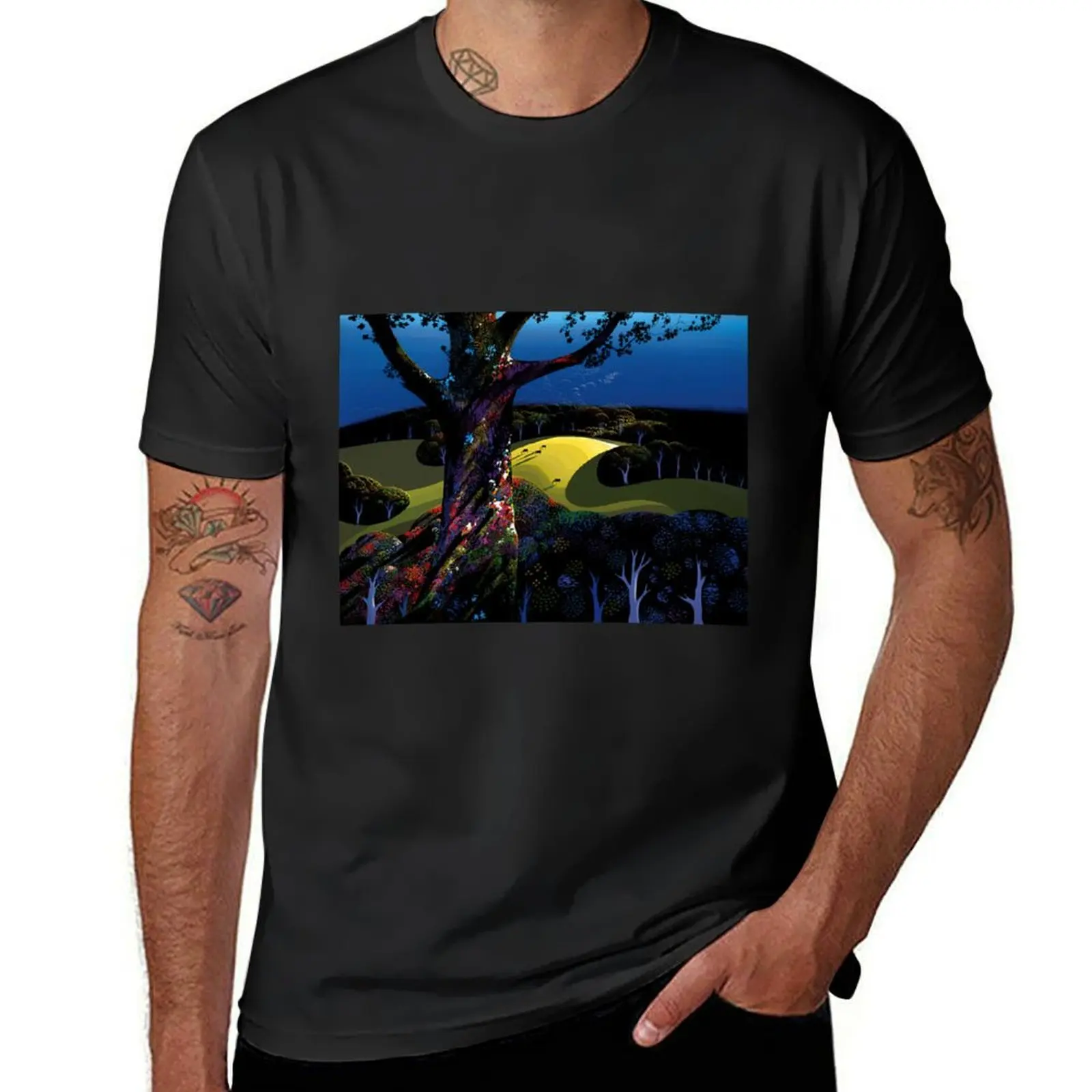 before the sun goes down 1996 art by Eyvind Earle T-Shirt customizeds boys whites kawaii clothes black t-shirts for men