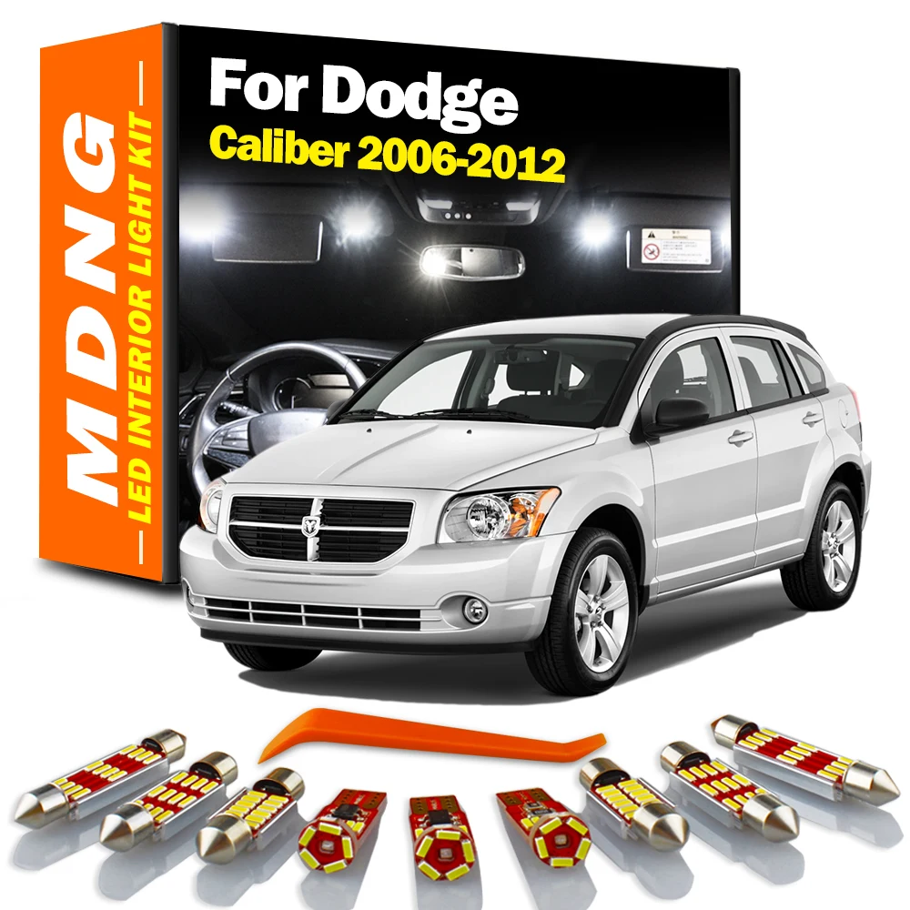 MDNG 10 Pz Nessun Errore Per Dodge Calibre 2006 2007 2008 2009 2010 2011 2012 Interni LED Lettura Cupola Luce Targa Lampada Kit