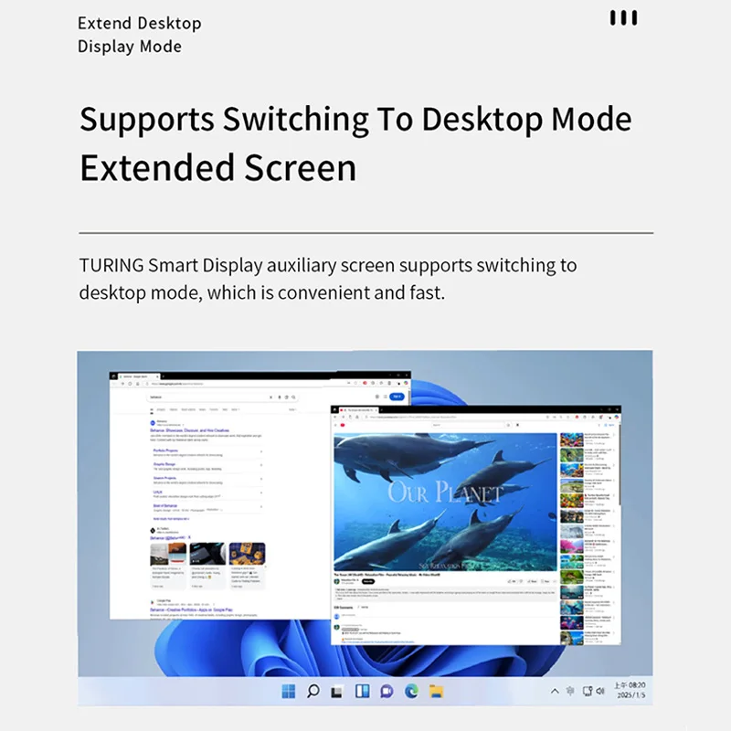 TURZX جديد 5.2 بوصة IPS شاشة ثانوية 1280x720 USB-C واجهة وحدة المعالجة المركزية GPU RAM شاشة الكمبيوتر شاشة ممتدة لنظام التشغيل Windows 10 11