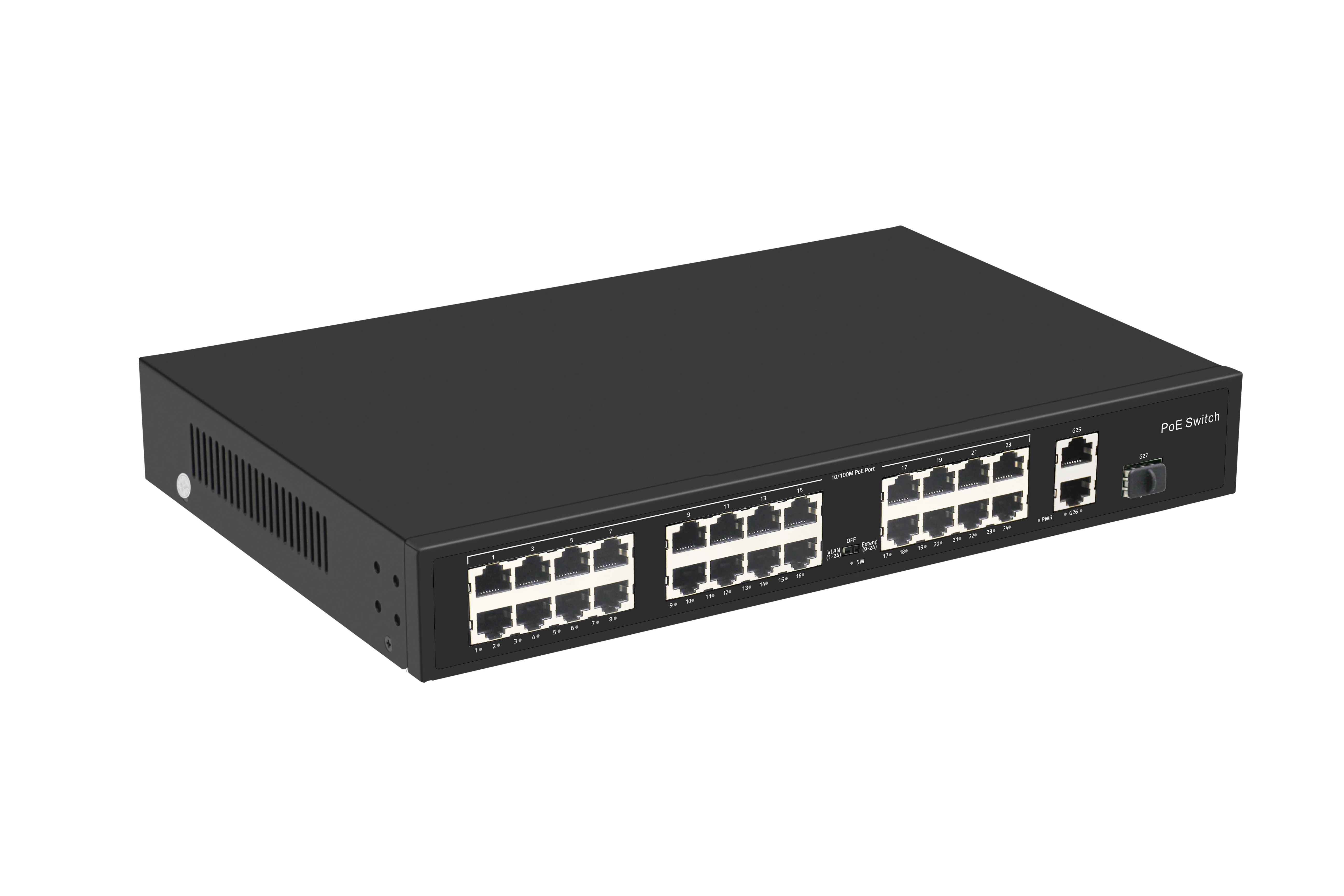 27 Port Gigabit Uplink 10/100M PoE Fiber Switch reverse PoE Switch with VLAN