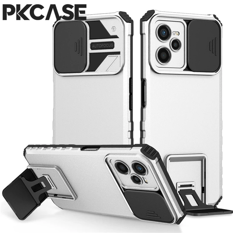 

PKCASE Slide Camera Lens Push Window Protection Case For OPPO A95 A55 5G A72 4G A92 A52 A32 F19 Shockproof Bracket Phone Cover