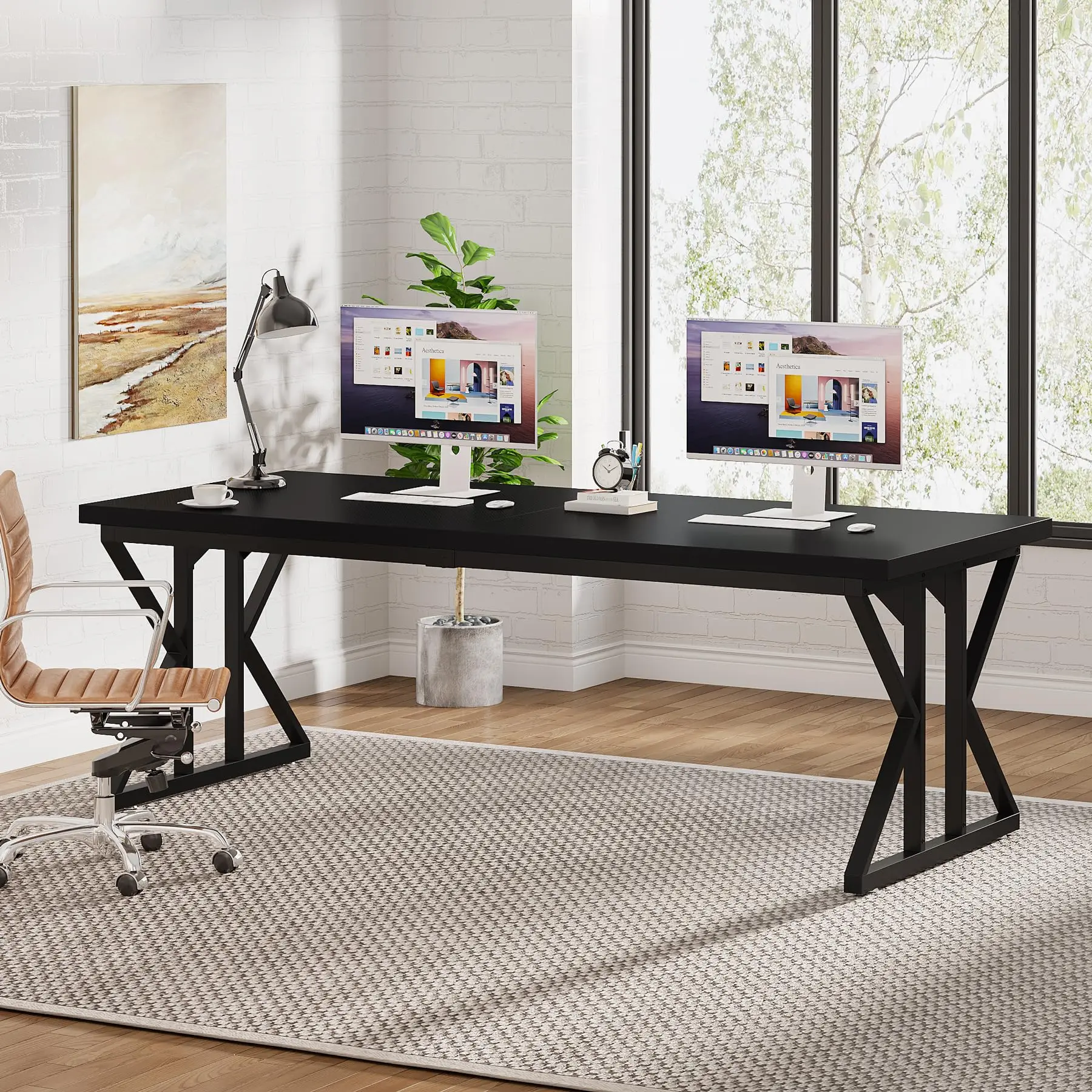 78.7-Inch Executive Desk, Large Computer Office Desk Workstation, Modern Simple Style Laptop Desk Study Writing Table
