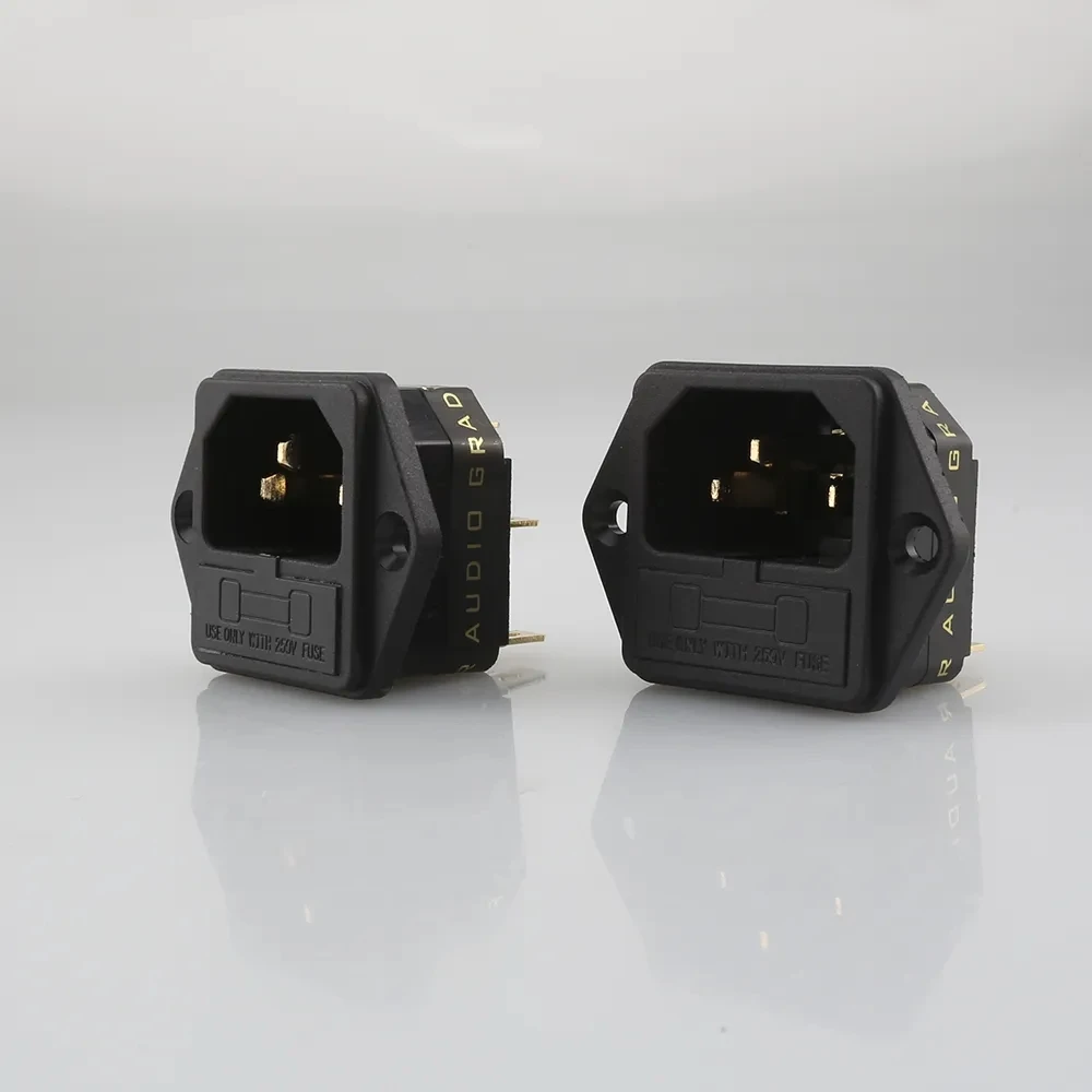 FI-03G 24K مطلية بالذهب IEC AC Inlet IEC مقبس الإدخال مع مقبس لحام HIFI مع الصمامات