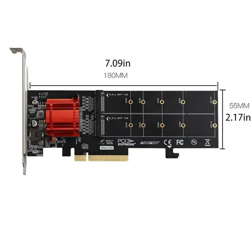 R53C NVMe SSD zu PCI-e 3.1 Erweiterungskartenadapter, unterstützt 2 x für M.2 (für M für K). – Detail 6