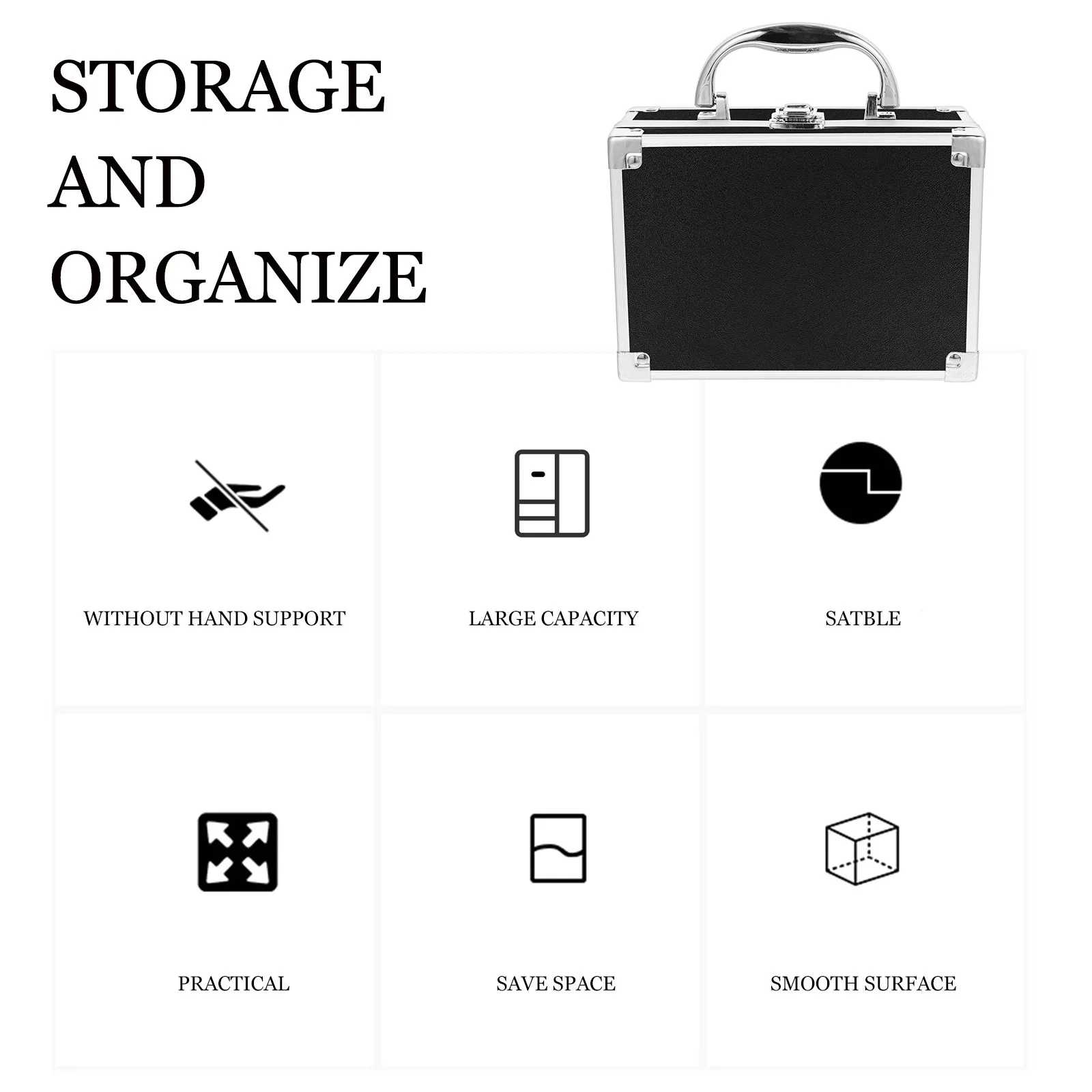 Aluminum Alloy Case Makeup Storage Organizer Portable Makeup Travel Case Box Make Up Box Nail Supply Storage