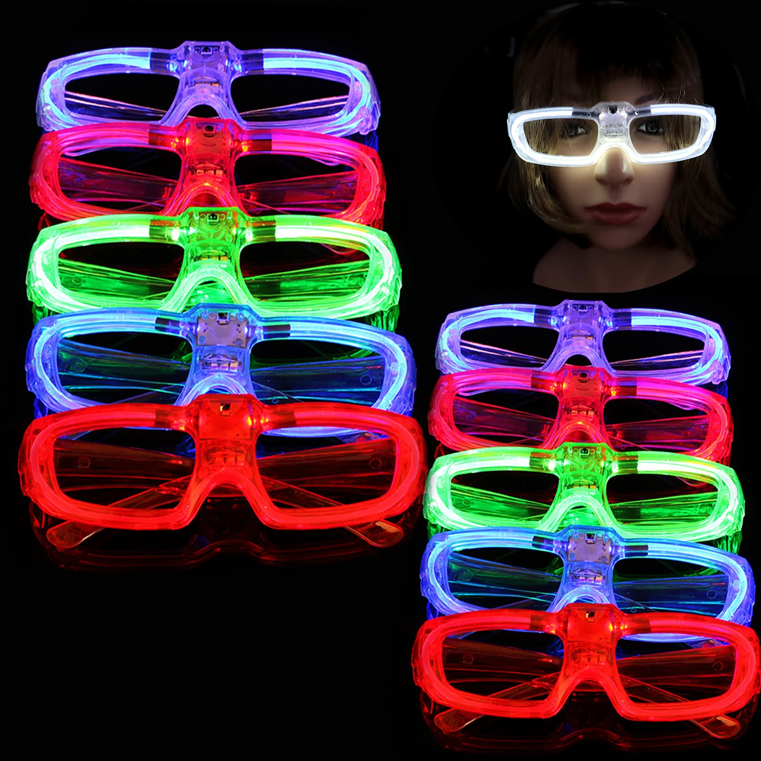 

10/20/50/100Pcs LED Glowing Glasses Flashing Light Up Party Sunglass Glow In Dark For Kids Adults Birthday Wedding Party Favors