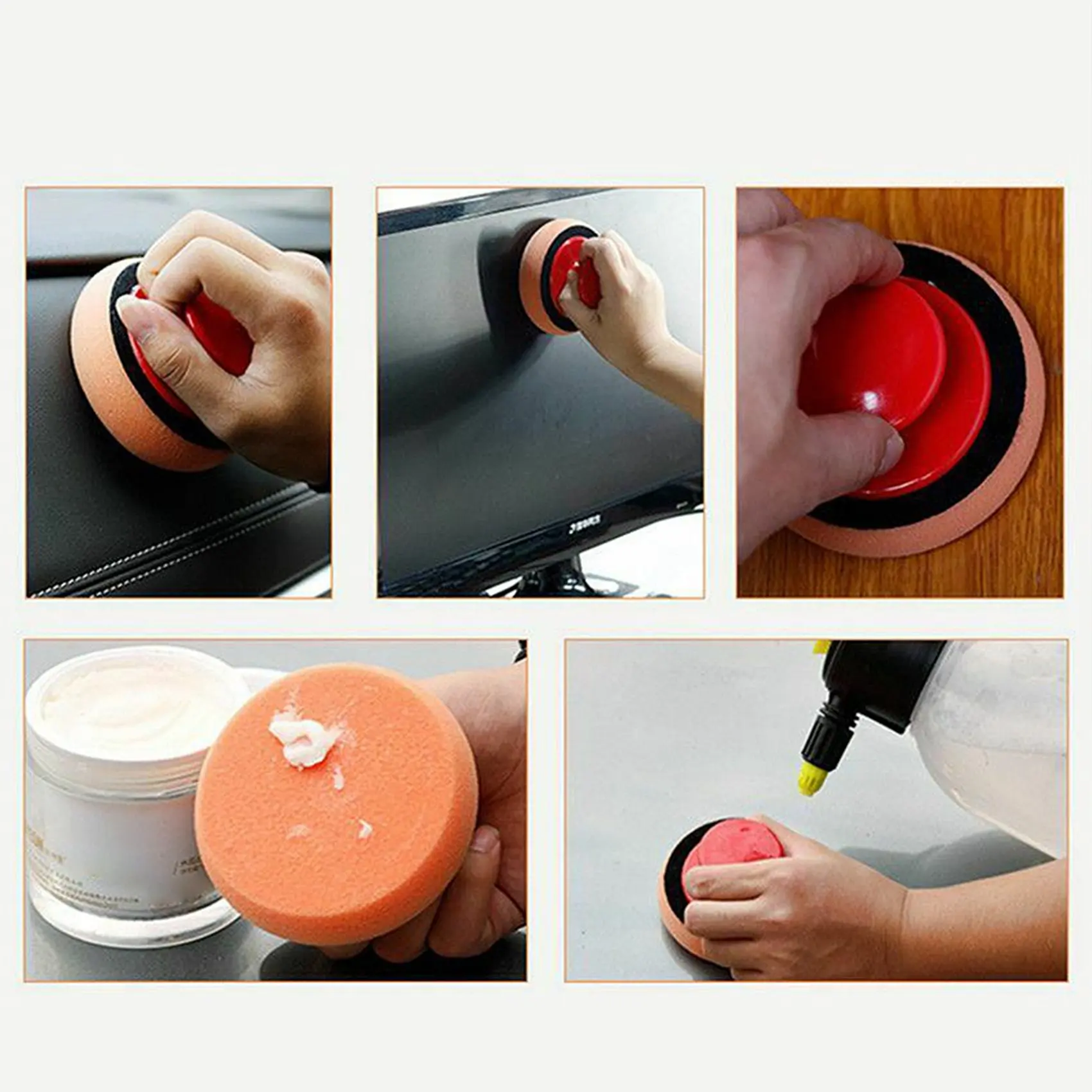 Simple 18Pcs/Set Car Wax Wash Polish Pad Sponge Cleaning Foam Kit Microfiber Applicator Pads With Gripper Handle Car-Styling