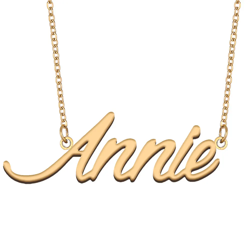 

Annie Name Necklace for Women Stainless Steel Jewelry Gold Color Nameplate Pendants Collares Para Mujer Letters Choker