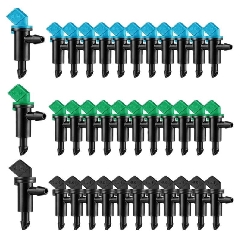 60PCS 4GPH Flag Drip Emitter Drip Emitters 16L/H Emitter Sprinkler Drippers System Connect 4mm/7mm Hose for Lawn Vegetables Gard