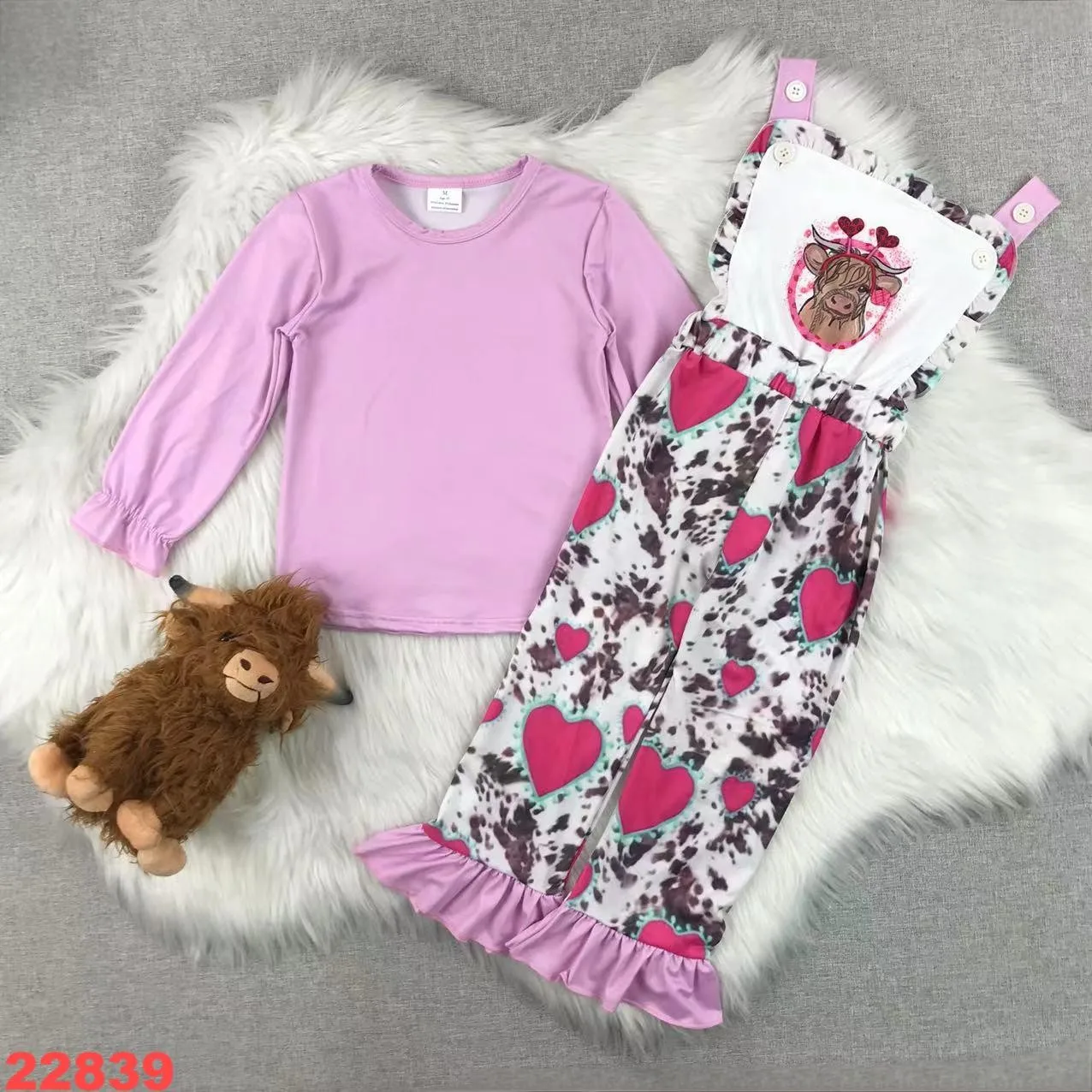 Valentine's day Red love girl baby clothes Sets tops and pants lace love pattern romantic childrens clothing