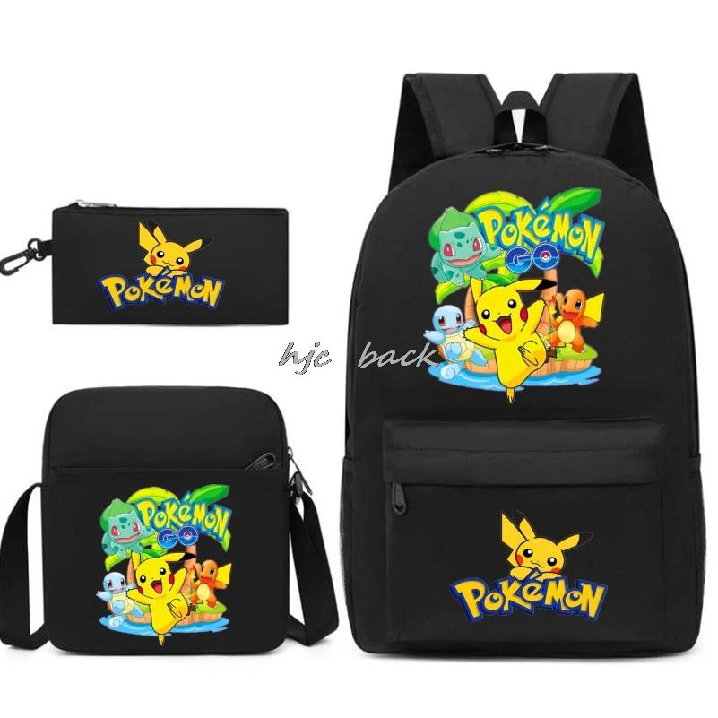 MINISO-Conjunto de Pokémon Pikachu para niño y niña, bolsas escolares para libros, mochilas de viaje para ordenador portátil para adolescentes y hombres, novedad