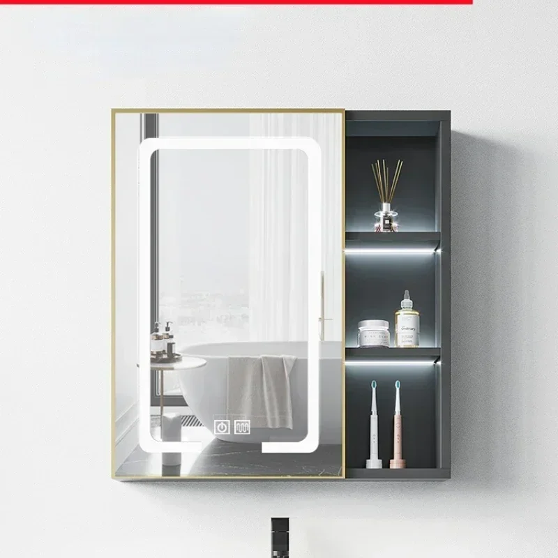 Bathroom Mirror Wall-Mounted Toilet Smart Touch Screen with Light Makeup Mirror Makeup Mirror Wall-Mounted