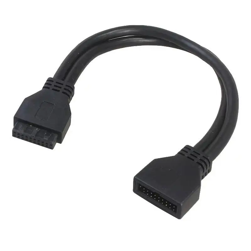 20cm frente 19 pinos extensão fio usb 3.0 cotovelo 90 graus 19p extensão fio placa-mãe pino idc macho para fêmea 20p fio