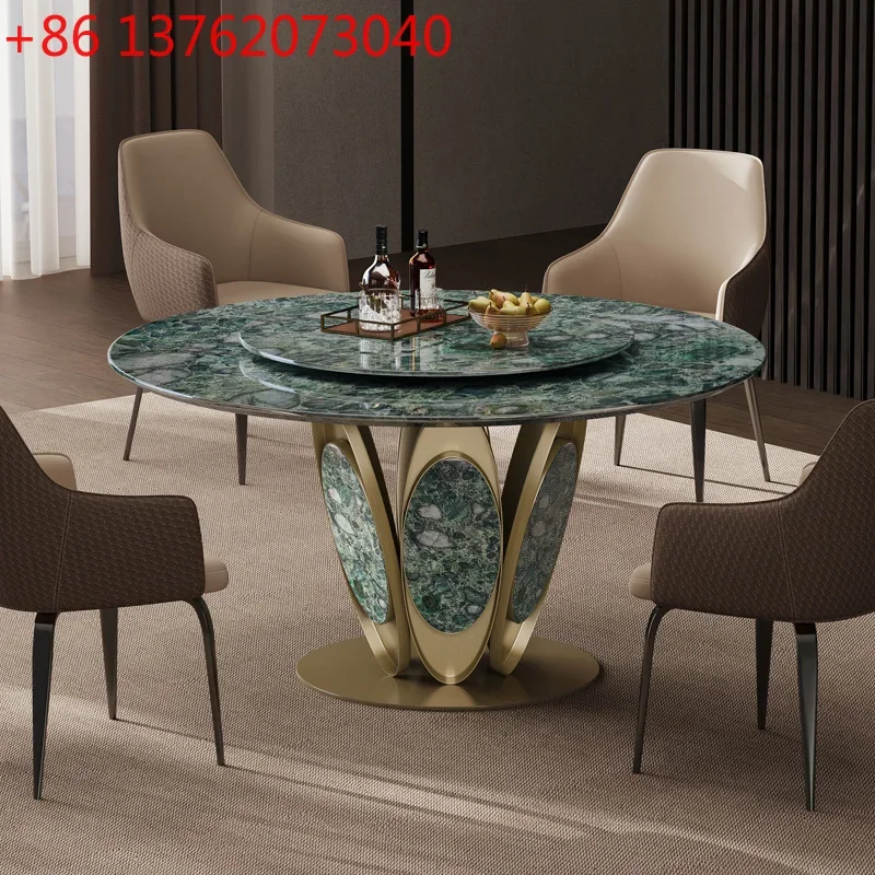 XX Emerald Luxury Stone Dining Table Light Luxury Natural Marble Round Table